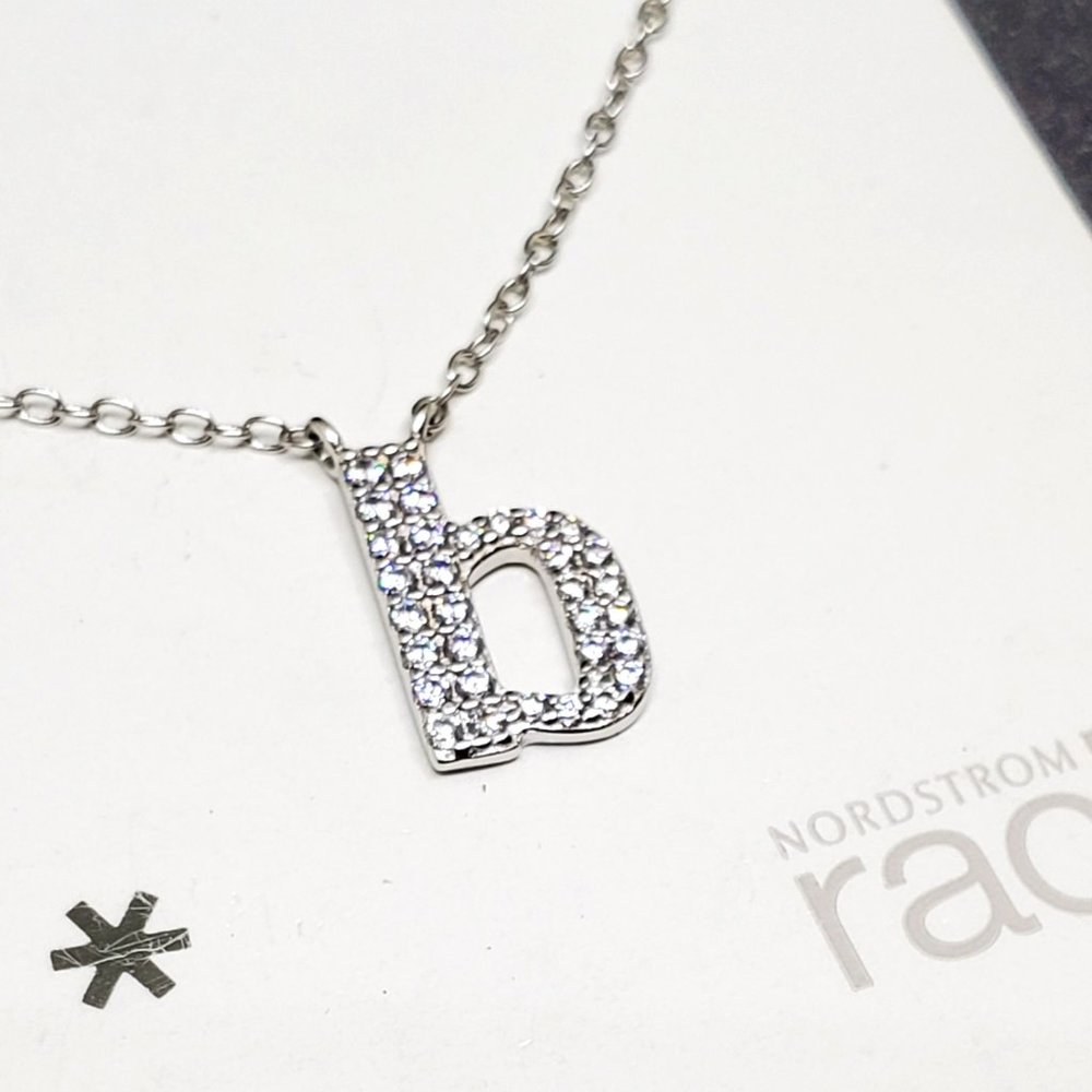 Nordstrom Rack Sterling Silver CZ "B" Initial Lower Case Chain Necklace